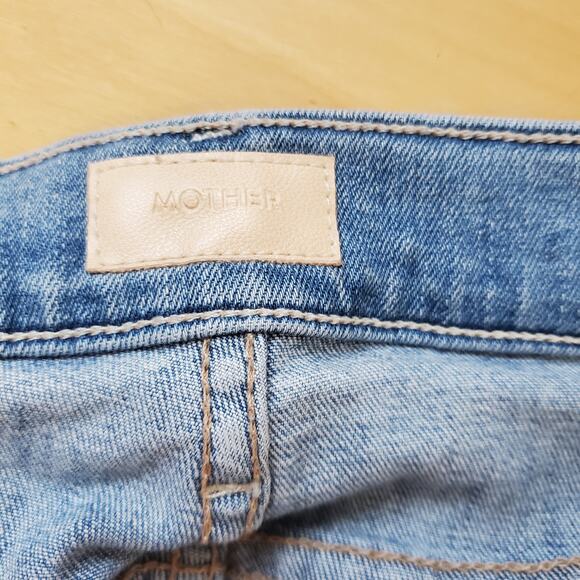 Mother The Weekender Fray Flared Jeans Dreamer Blue Denim Stretch USA Size 27 - Picture 7 of 11